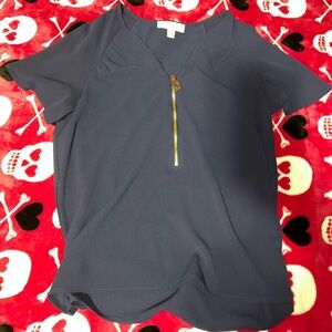 -dark blue MICHAEL KORS women’s blouse with gold MK zipper 
-size S women’s